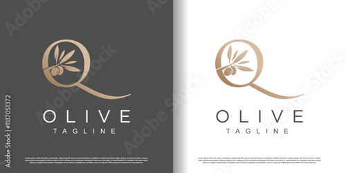 Olive logo design vector with initial letter Q and modern concept Premium Vector