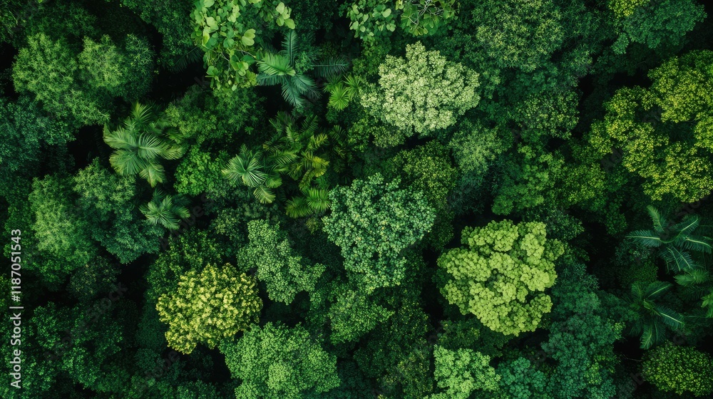 Aerial Perspective of Lush Green Forest Canopy with Ample Space for Text Insertion