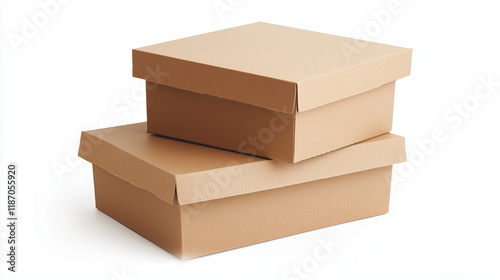 Paper box packaging: two boxes stacked on top of each other, white background