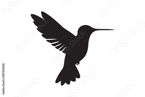 Hummingbird Silhouette Flying in Minimalist Style photo