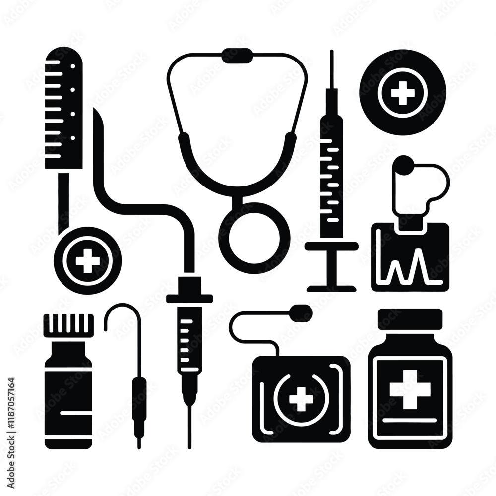 Obraz premium Collection Of Medical Product Illustration