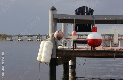 Dock With Chair and Fishing Gear in Bradenton Florida photo