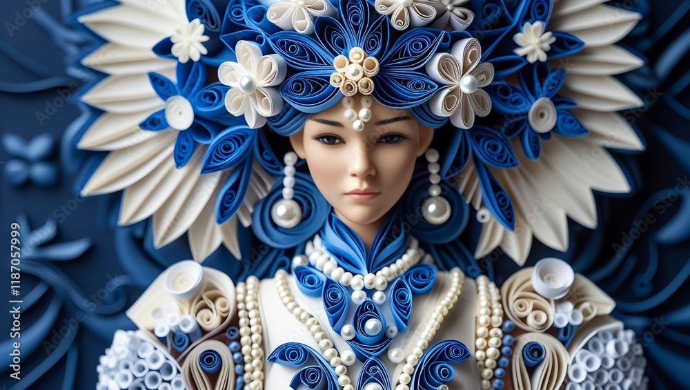 Fototapeta premium Figure with elaborate dress and headdress