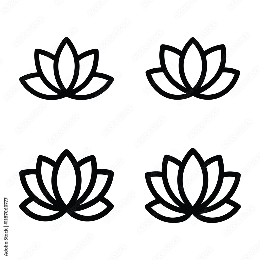 A set of lotus flower icon vector illustration. A set of lotus flower icon vector illustration.