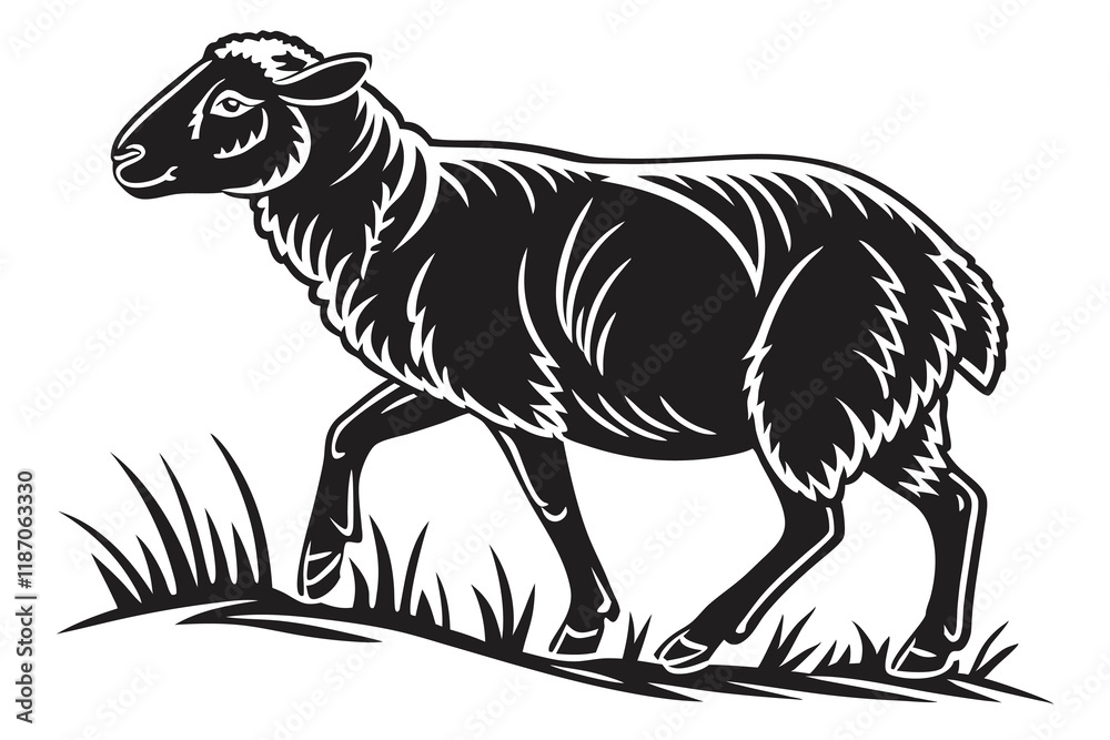 Fototapeta premium a silhouette (the sheep)with white background