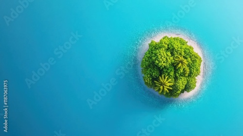 An aerial view of a tropical island surrounded by coral reefs and crystal clear waters, showcasing the beauty and diversity of marine life.