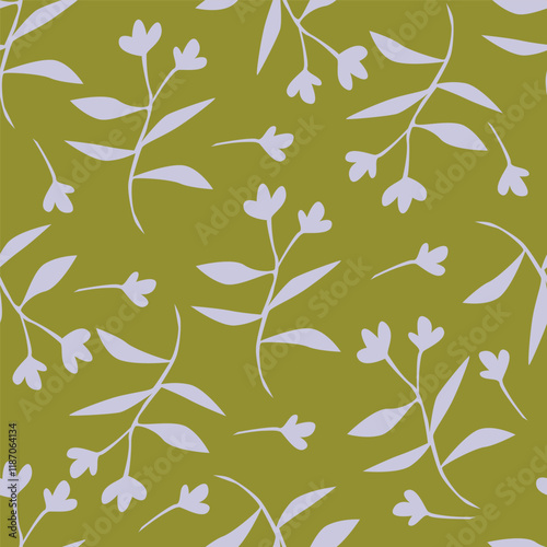 Cute hand drawn feminine seamless pattern with wildflowers