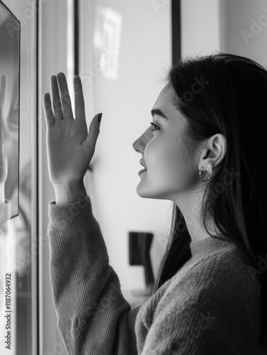 Woman Looking Out Window