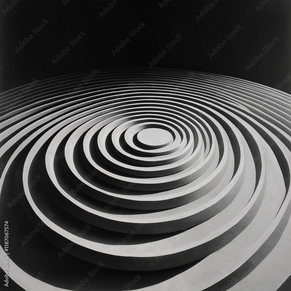 Abstract spiral pattern in monochrome tones, creating depth Abstract spiral pattern in monochrome tones, creating depth
