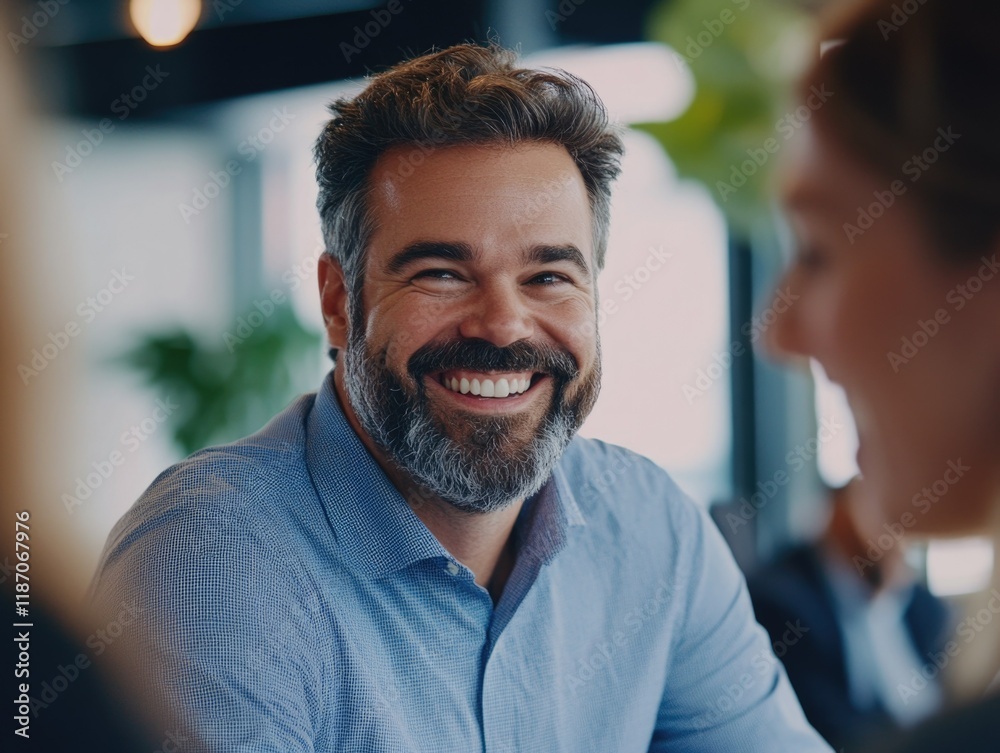 Obraz premium Jovial Businessman at a Meeting