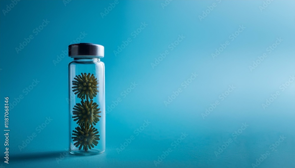 Virus particles trapped in a glass bottle