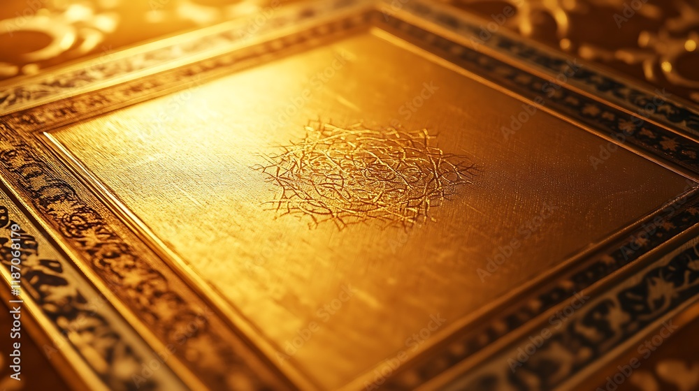 Golden Book Cover With Intricate Design Golden Book Cover With Intricate Design