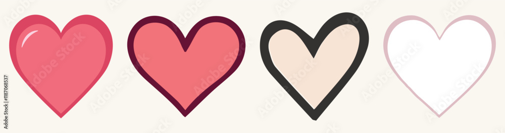 A romantic different heart vector illustration for Valentine's Day