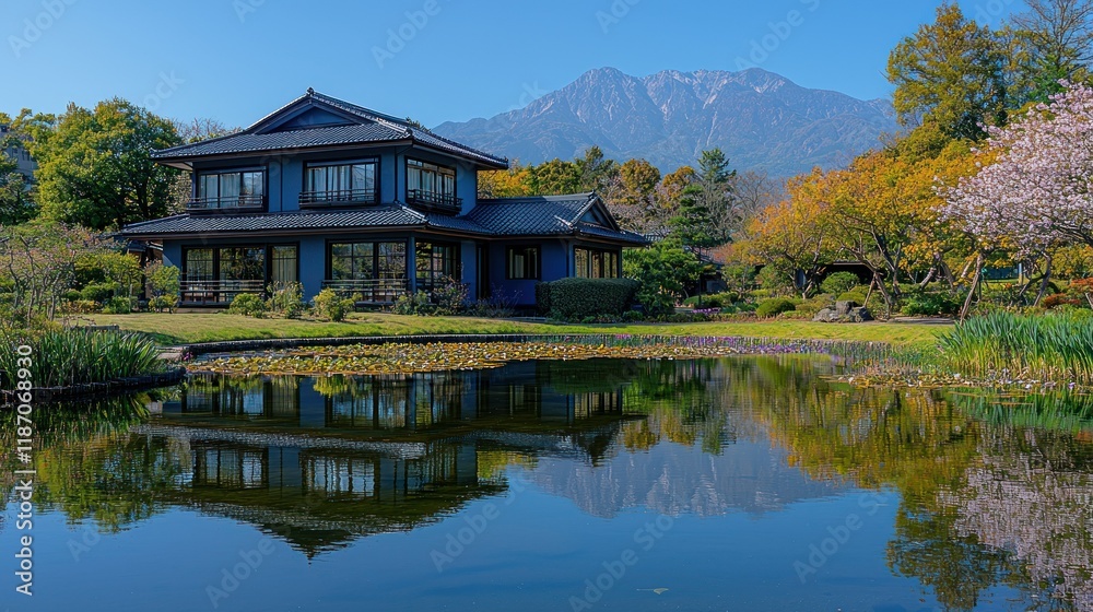 Serene Japanese House by the Lake with Mountain View Serene Japanese House by the Lake with Mountain View