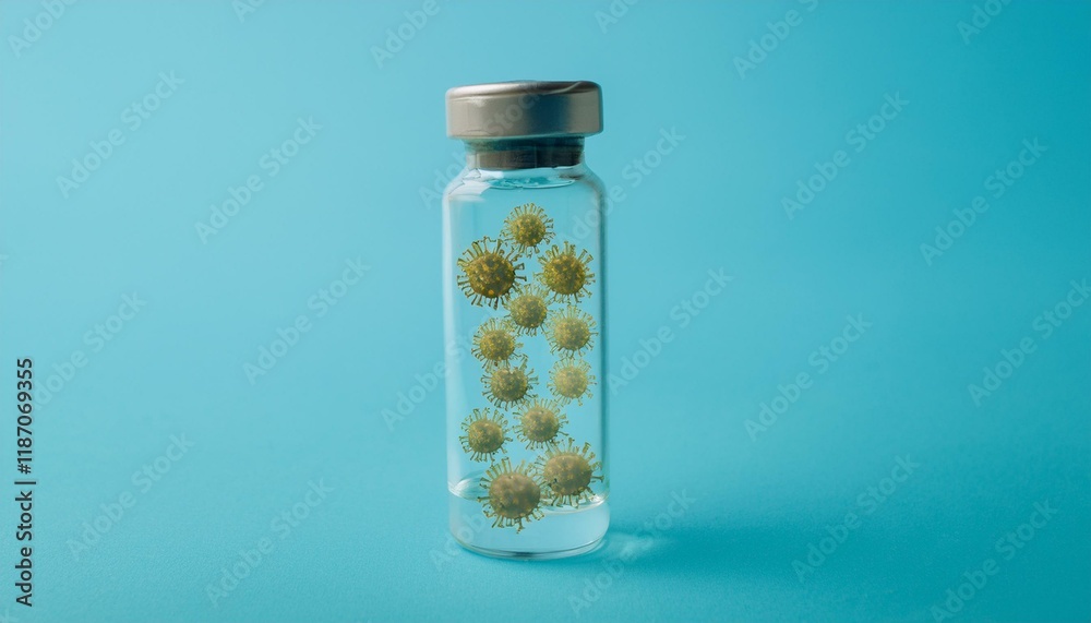Virus particles trapped in a glass bottle Virus particles trapped in a glass bottle