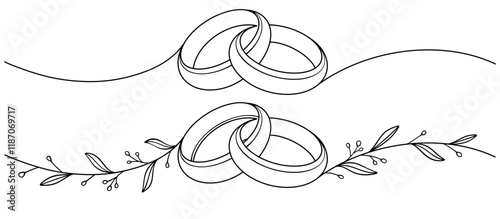 Wedding ring line art vector illustration