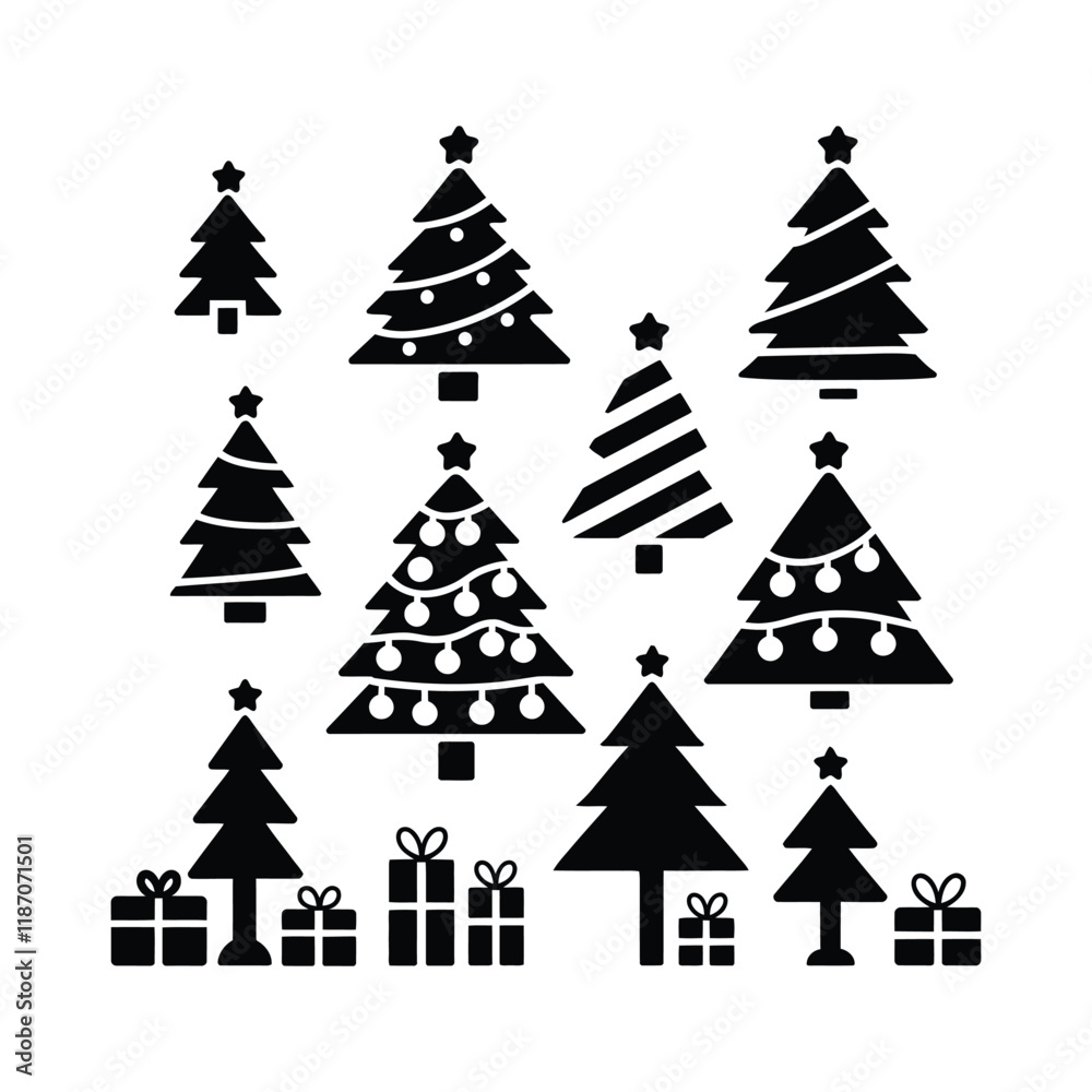Obraz premium Beautiful Christmas tree and illustration