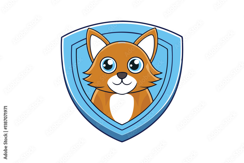 Fototapeta premium Siberian cat mascot logo in shield vector illustration