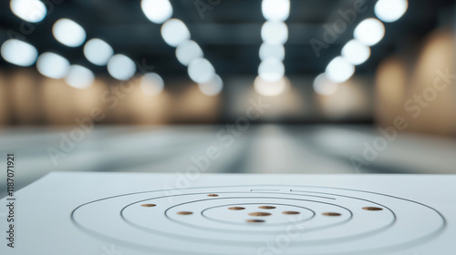 Paper Target with Bullet Holes at Indoor Shooting Range photo