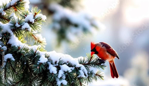 Northern Cardinal in Winter Wonderland