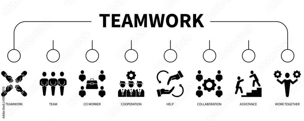 Fototapeta premium Teamwork banner web icon vector illustration concept