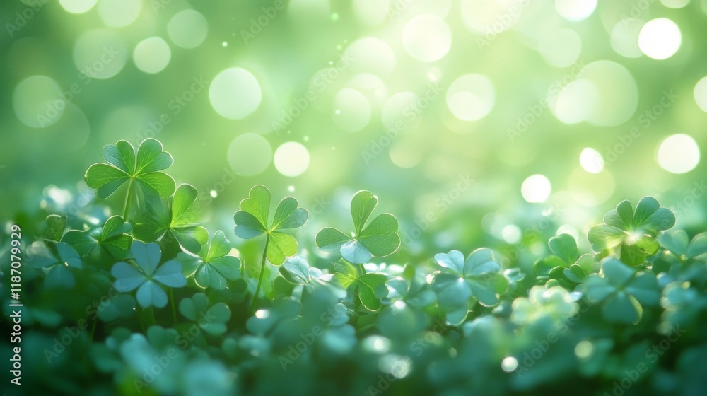 Lush Green Clover Field Basking In Sunlight Lush Green Clover Field Basking In Sunlight