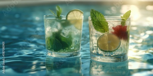 Refreshing Summer Drinks by the Pool photo