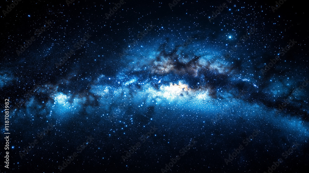 Fototapeta premium luminous stretch of the milky way glowing in vivid orange and blue, perfect for space documentaries, scientific visualizations, and educational astronomy materials