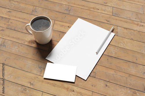 Indoor Business Card and Letterhead Mockup for showcasing your design to clients photo