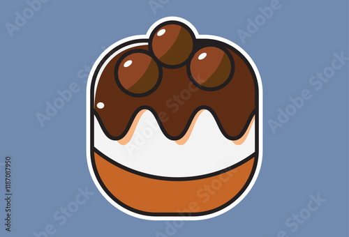 Chocolate Topped Donut Illustration Vector Cartoon icon, You can use it in various needs