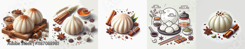 vector set of delicious mochi dishes