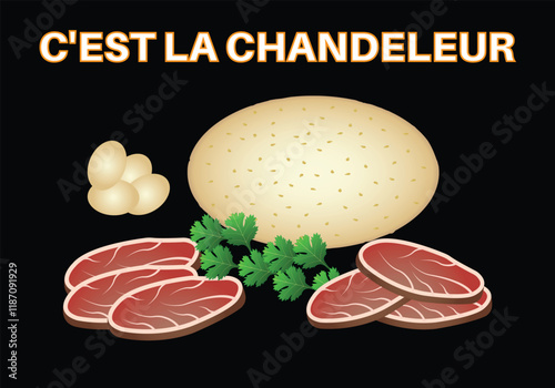 It's Candlemas in French, C'est la chandeleur. Vector illustration.