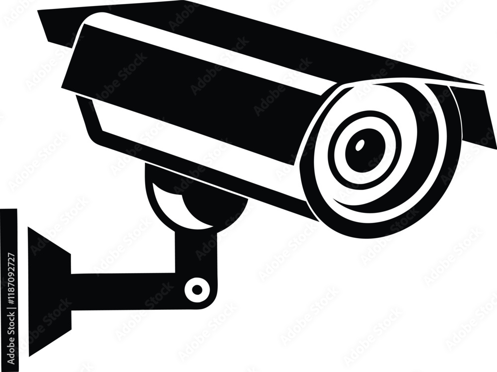 CCTV camera silhouette flat vector icon CCTV camera silhouette flat vector icon