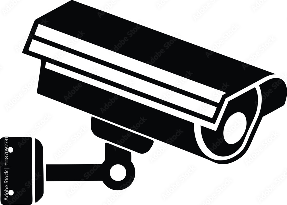 CCTV camera silhouette flat vector icon CCTV camera silhouette flat vector icon