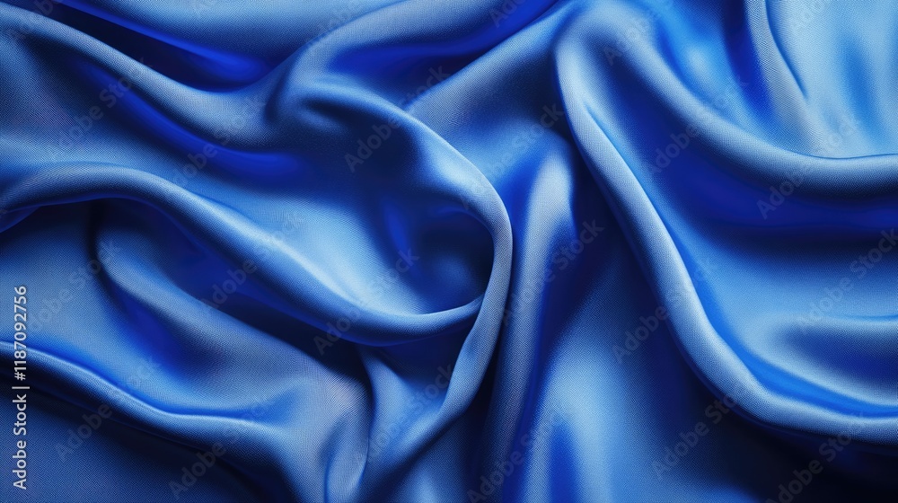 Draped Blue Silk Fabric Soft Texture Background Draped Blue Silk Fabric Soft Texture Background