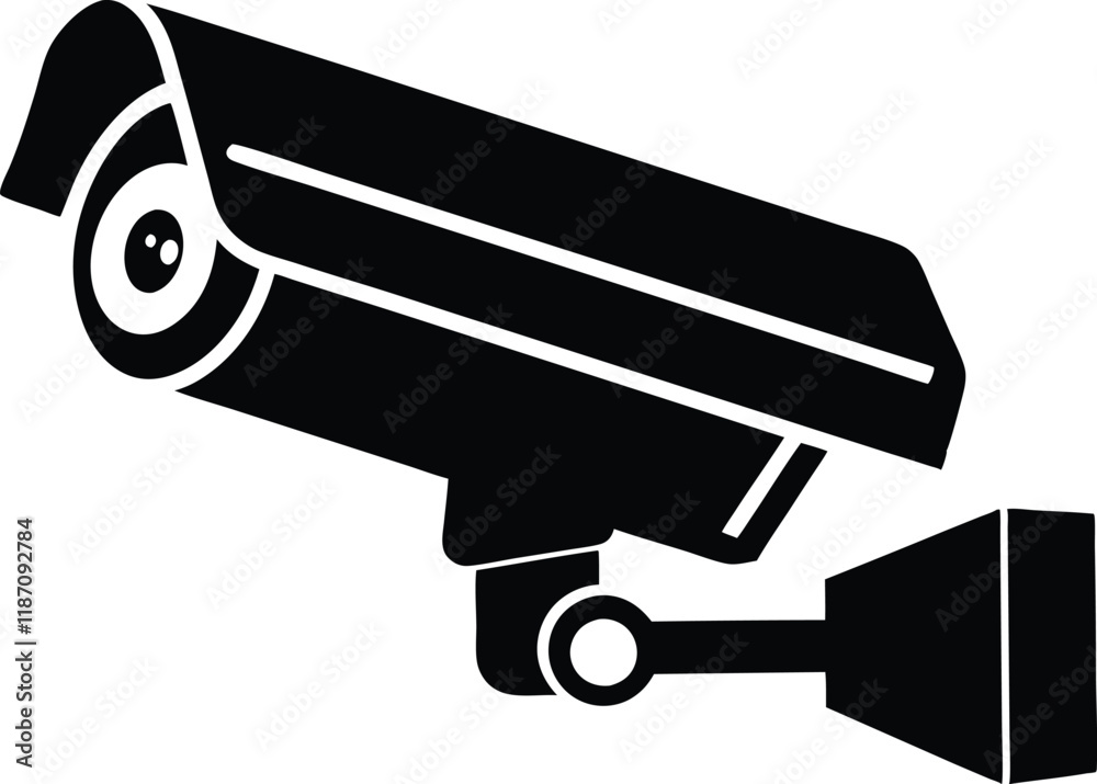 CCTV camera silhouette flat vector icon CCTV camera silhouette flat vector icon