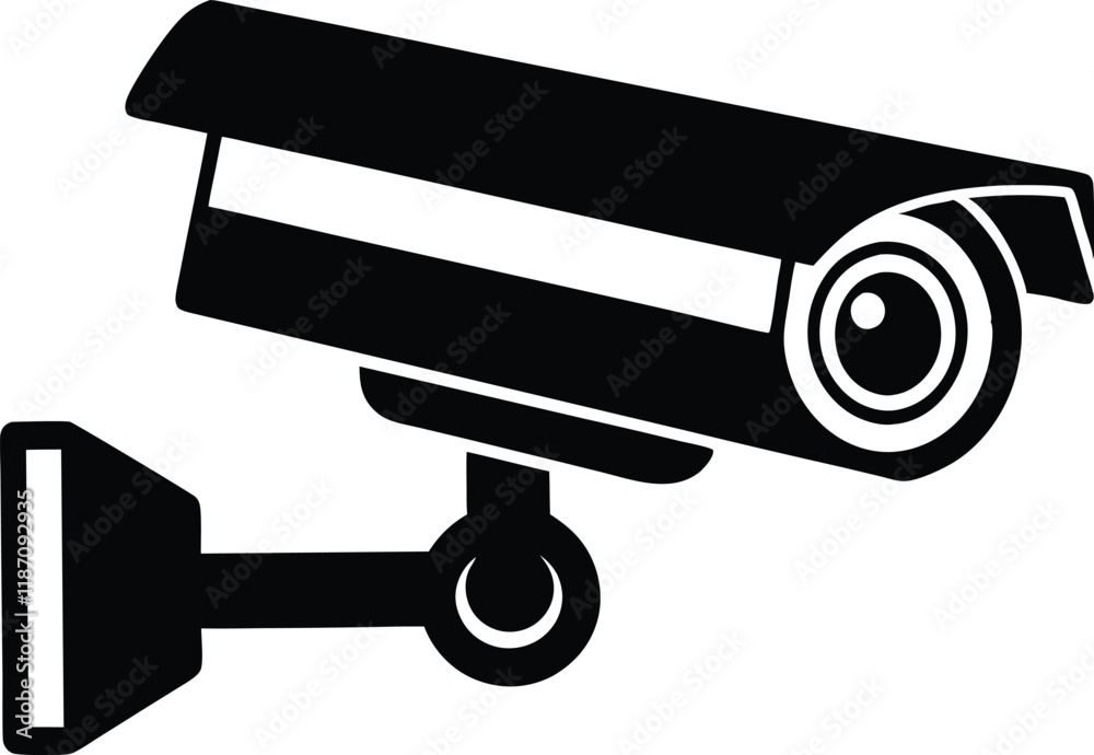 CCTV camera silhouette flat vector icon CCTV camera silhouette flat vector icon