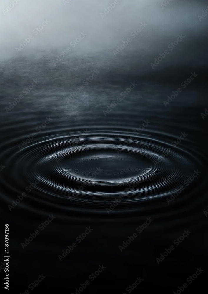 A dark image of a body of water with a large ripple in the middle A dark image of a body of water with a large ripple in the middle