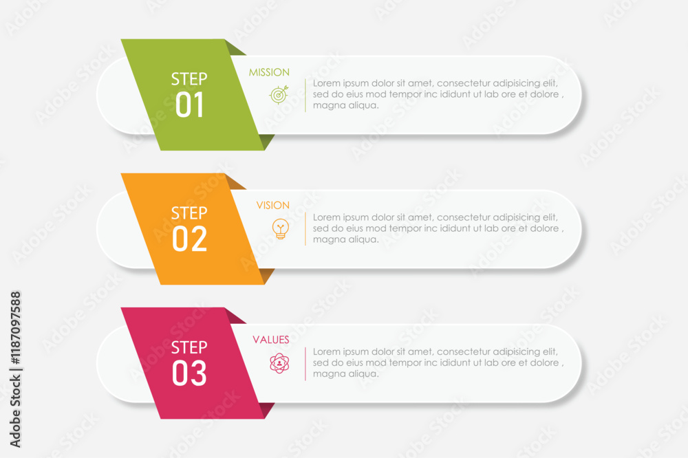Mission, vision, values, graphic design template. eps 10 on white background, Can be used for presentation workflow layout, banner, process, diagram, flowchart, Mission, vision, values, graphic design template. eps 10 on white background, Can be used for presentation workflow layout, banner, process, diagram, flowchart,