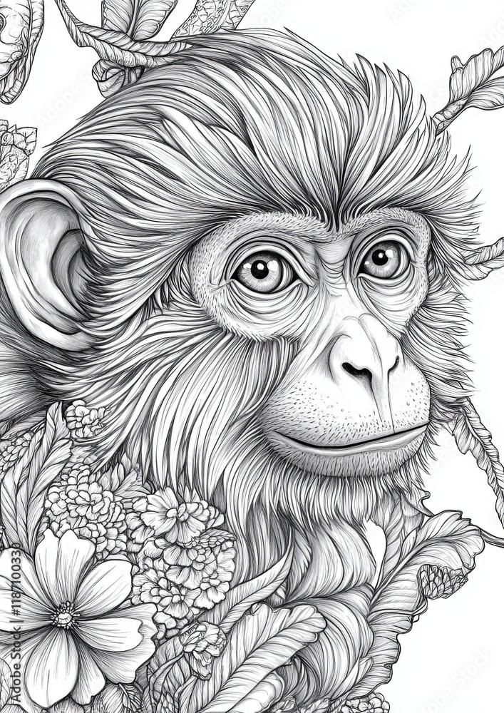 Obraz premium Monkey Coloring Pages