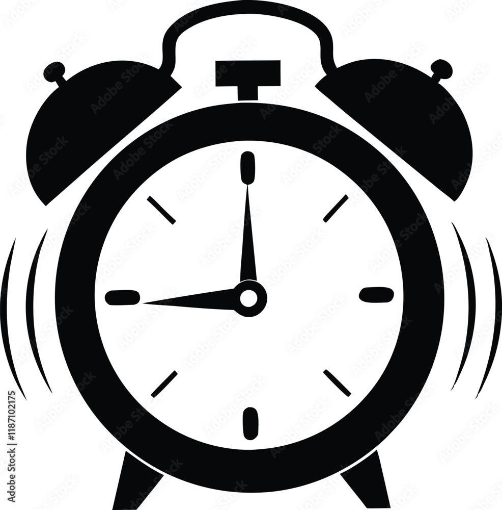 Ringing alarm clock silhouette,alarm clock vector icon Ringing alarm clock silhouette,alarm clock vector icon