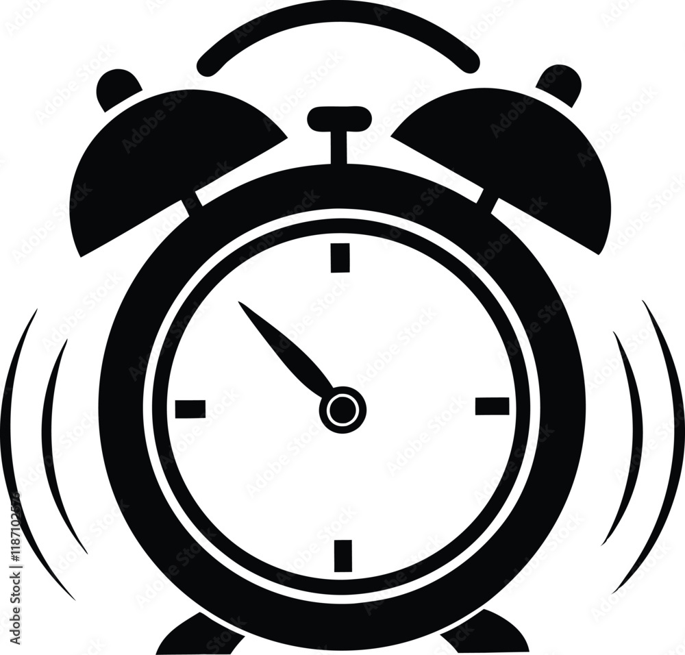 Ringing alarm clock silhouette,alarm clock vector icon Ringing alarm clock silhouette,alarm clock vector icon