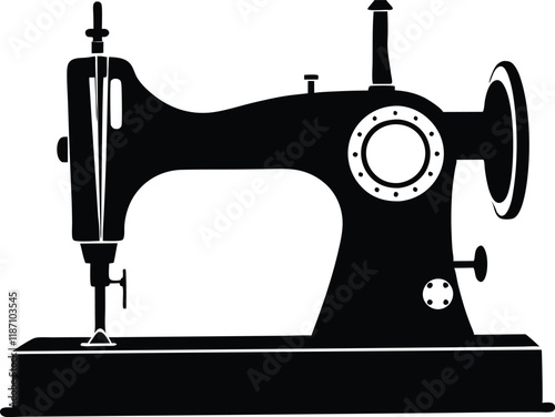 sewing machine silhouette,sewing machine flat vector icon
