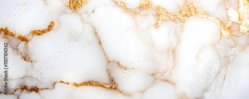 White marble background with gold veins.