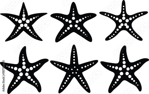 starfish silhouette set,sea fish silhouette bundle