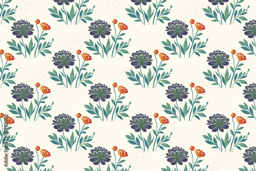 seamless floral pattern with delicate blossoms, detailed leaves, and organic shapes perfect for wallpaper, fabric, wrapping paper, and botanical prints