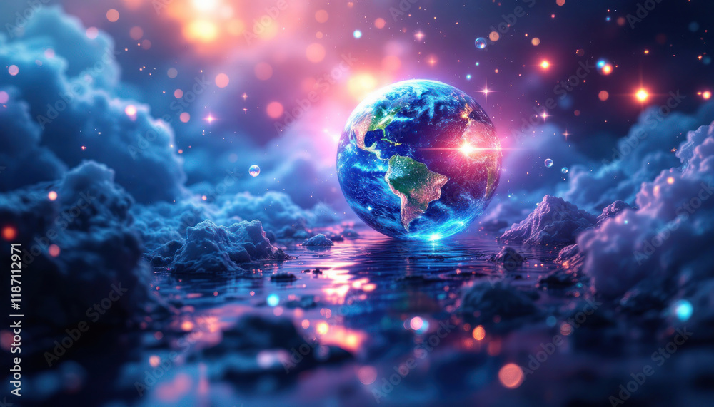 Obraz premium Celestial Earth: A Dreamlike Reflection
