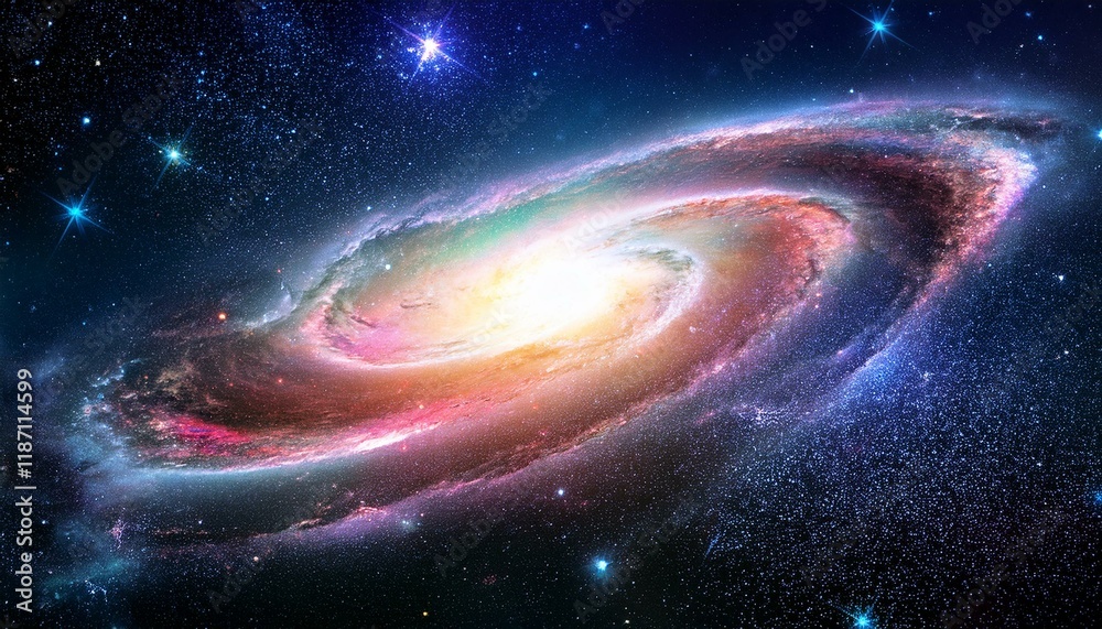 Fototapeta premium a charming galaxy heritage with swirling stars colourful nebulae and remote galaxies depicting the vastness and splendor of space perfect for sci fi topics instructional projects and