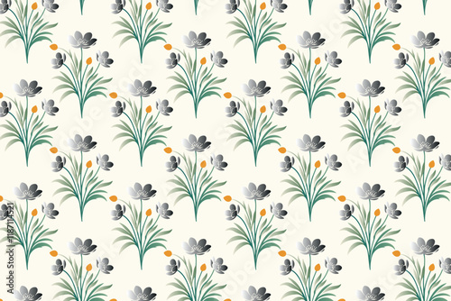 seamless floral pattern with detailed botanical elements for textile design wallpaper wrapping paper nature inspired patterns and garden themed prints photo