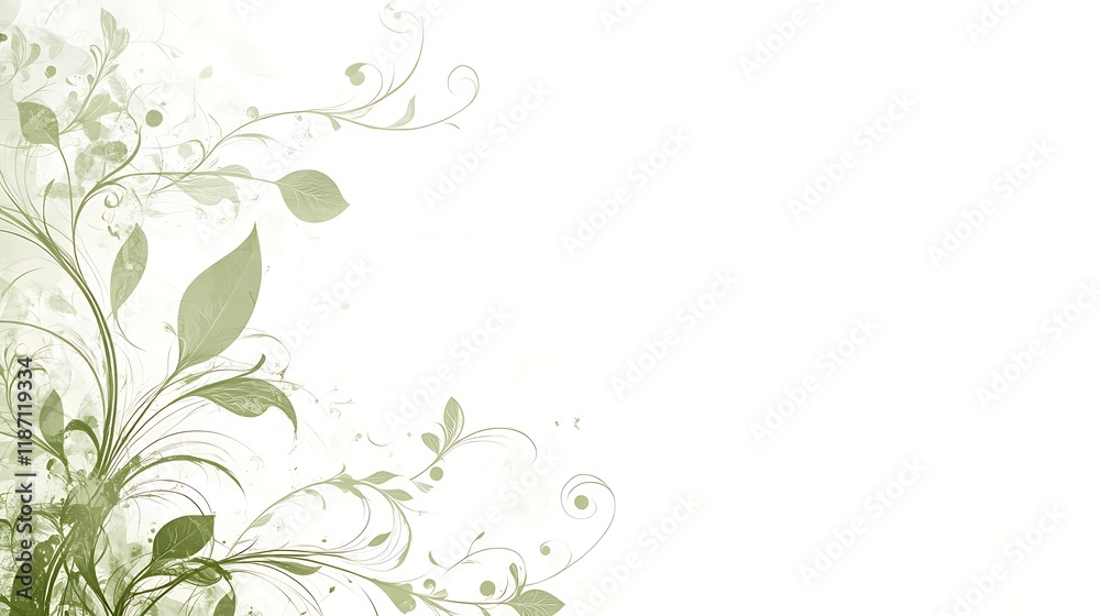 Delicate Green Floral Design With White Background Delicate Green Floral Design With White Background